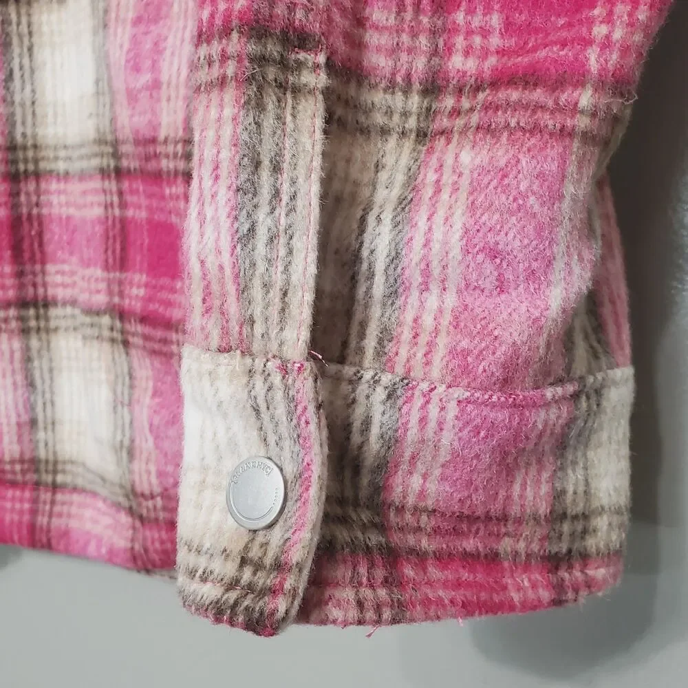 BLANKNYC Shacket Women Size XL Pink Brown Plaid Flannel Snap Buttons New - Picture 5 of 13
